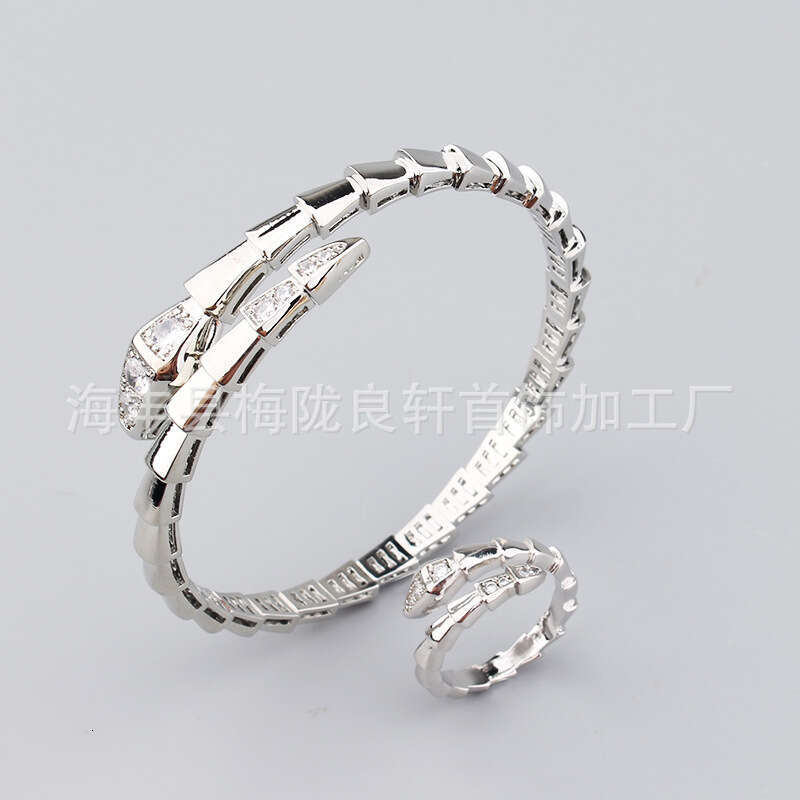 Elegant Snake Bracelet and Ring Set for Women, Popular Jewelry with Zirconia