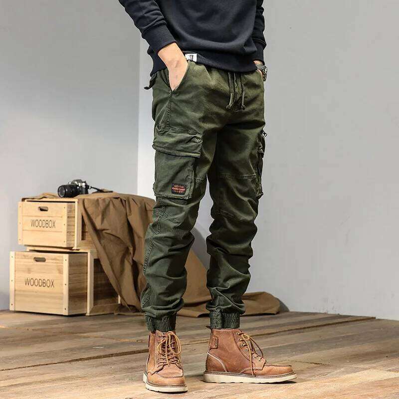 CAAYU Joggers Cargo Casual Y2k MultiPocket Male Trousers Sweatpants Streetwear Techwear Tactical Track Black Pants Men