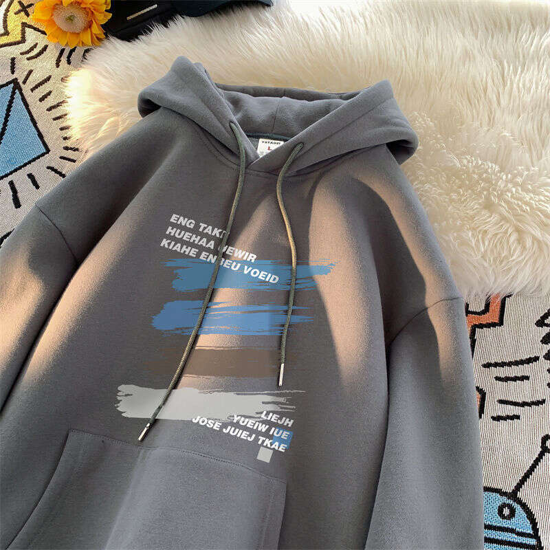 American Style Hooded Sweatshirt for Men Spring Autumn Winter New Ins Trend Loose Casual Versatile Thickened Printed Jacket