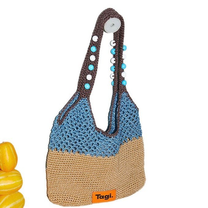 2025 Autumn New Smart Fruit Handmade Beaded Handheld Commuter Color Block Shoulder Bag Handbag Women's Woven Bag Women's Crossbody Bag Desig