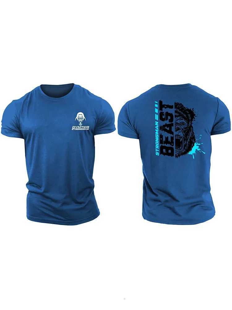 3D Strongman Beast Blue - Gym T-Shirt Cotton Casual Mens Short Sleeves Top Muscle Man Tough Guy T-Shirt Y250819