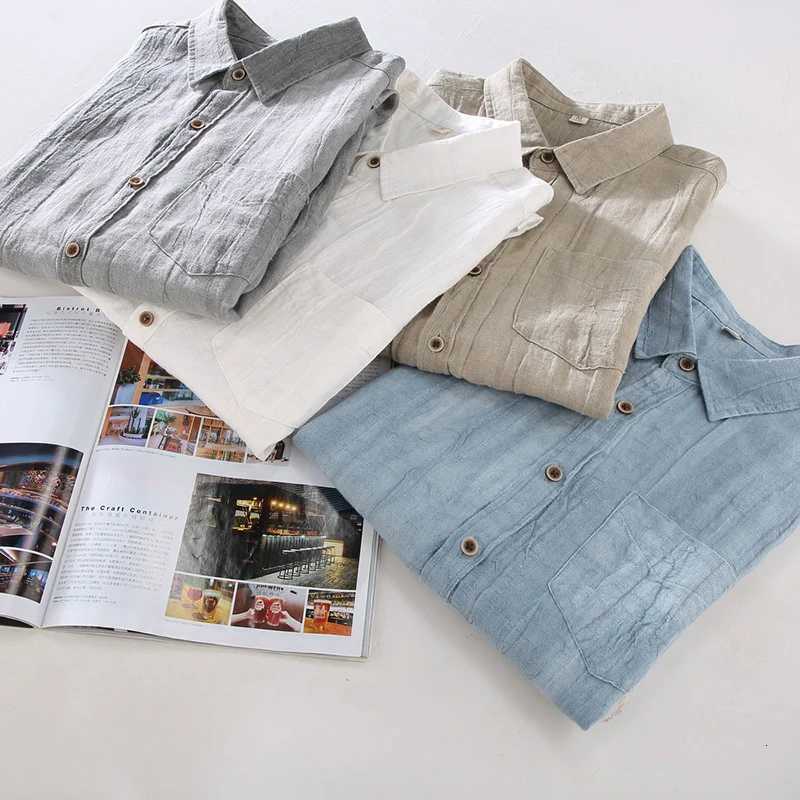 Designer New Short Sleeve Casual 100% Linen Quality Shirt Men Brand Trend Breathable Top Clothes Chemise Homme Y250819