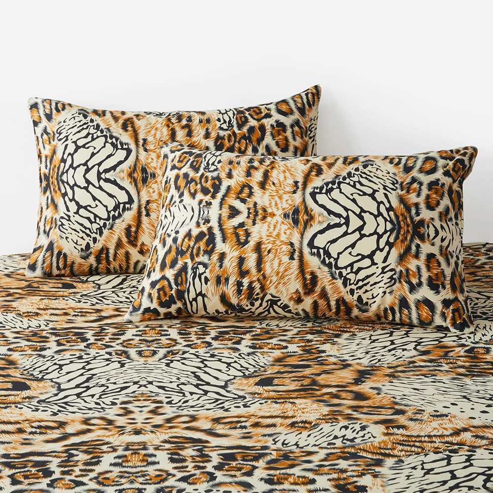 Tiger Print Duvet Cover Queen for Boys Girls Fiercely Safari Animal Skin Leopard Bedding Set Reversible Yellow Black Quilt Cover Y250819