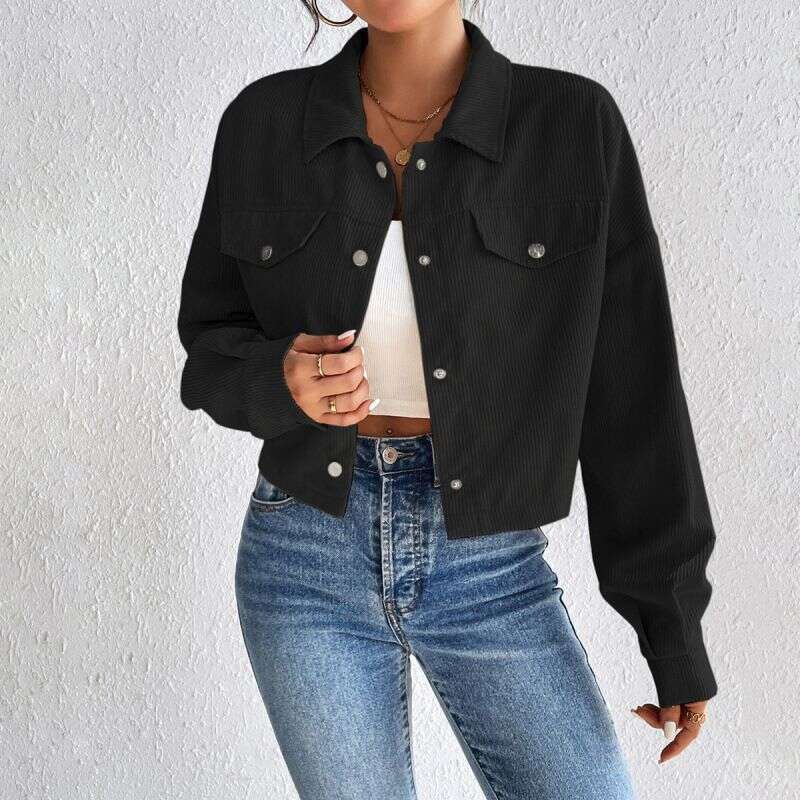 Women's Clothing Polo Collar Button Casual Jacket For Women