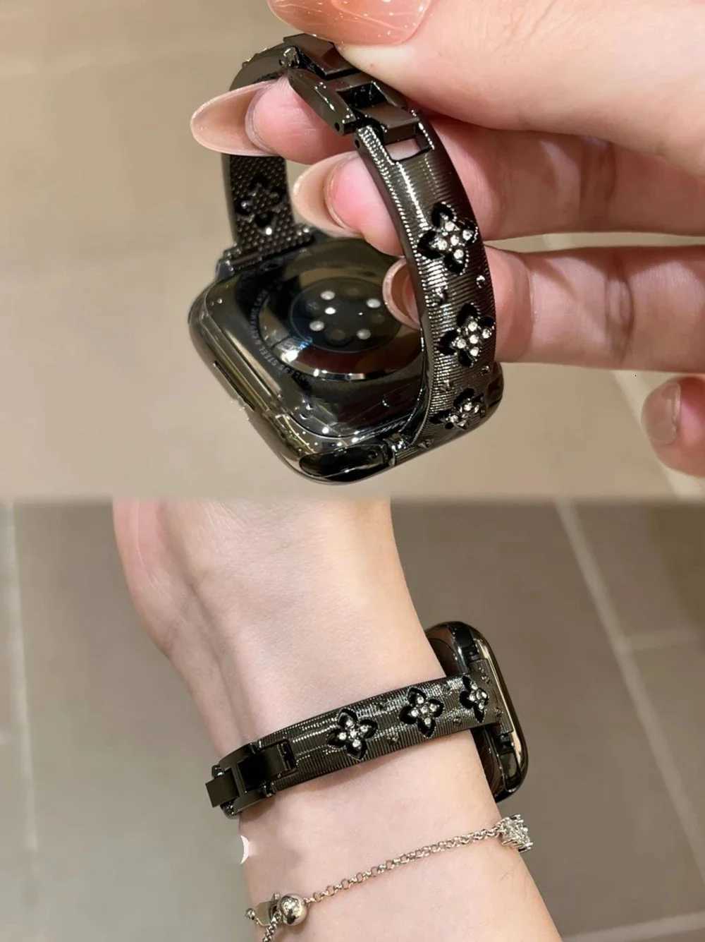 N Bling Stainless Steel Bracelet Link For Watch Band Series 8/7/6/10/9 40mm 41mm 38mm 42mm 44mm 45mm 46mm Strap Y250820