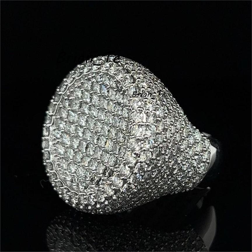 Rapper Moissanite Diamond Ring Fully Iced Out Round Ring Hip Hop 925 Sterling Silver Vvs Moissanite Ring
