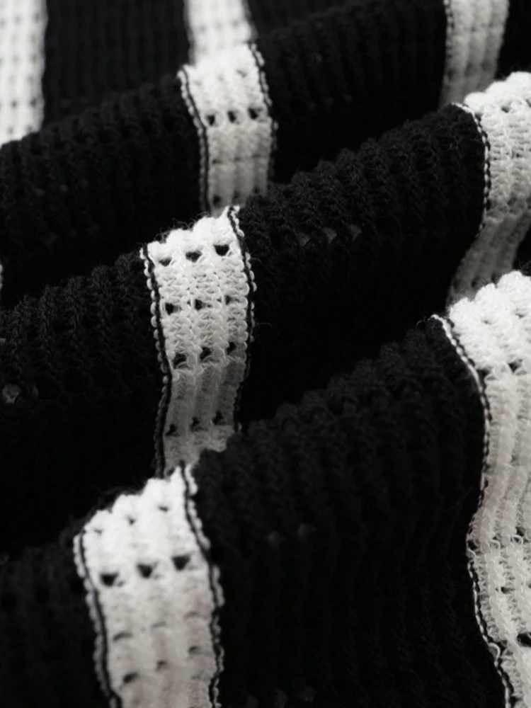 2025 Summer Casual Knit Shirts For Mens Fashion Striped Crochet Breathable Shirt Men Daily Leisure Buttoned Short Sleeve Shirts Y250819