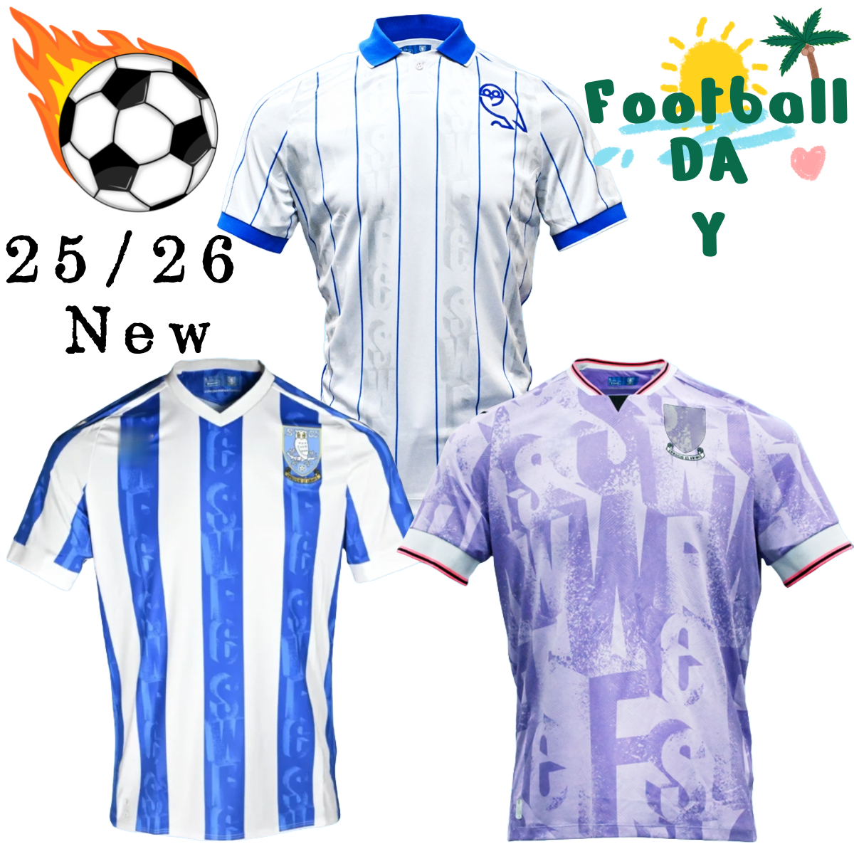 25 26 Sheffield Wednesday soccer jerseys 2025 26 Vaulks Callum Paterson Michael Smith Tyreeq Bakinson Mallik Wilks football shirts men kit Sheffield Wednesday