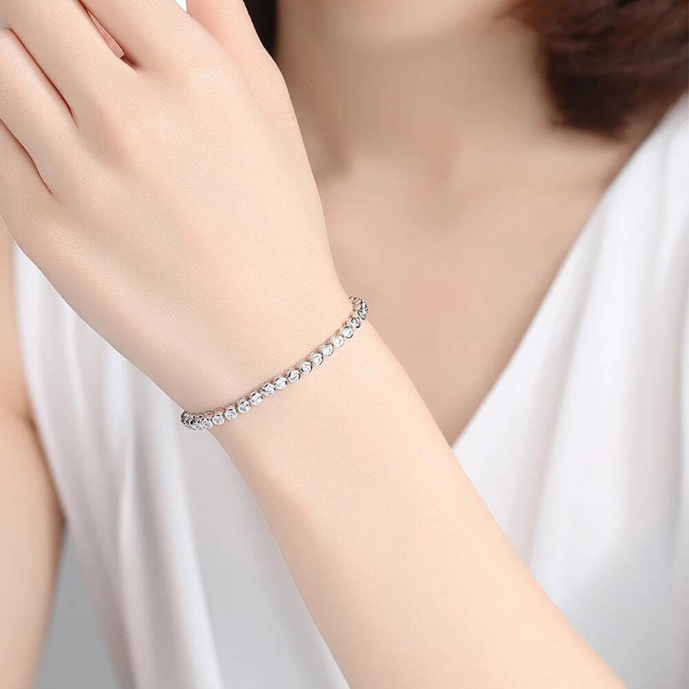 Bezel Set 2/3mm Moissanite Tennis Bracelet for Woman Men Round Bubble Lab Diamond Bracelet S925 Silver Hiphop Party Jewelry Gift