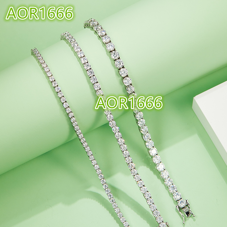 MiShang Wholesale Price 3.0 4.0 5.0MM Round Cut S925 Silver Moissanite Bracelet Tennis Chain Jewelry for Women