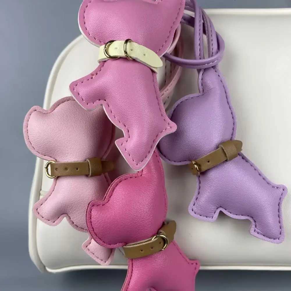 Mini PU Leather Bulldog Bag Charm - Leather-Look Str Pendant for PursesXJ250820