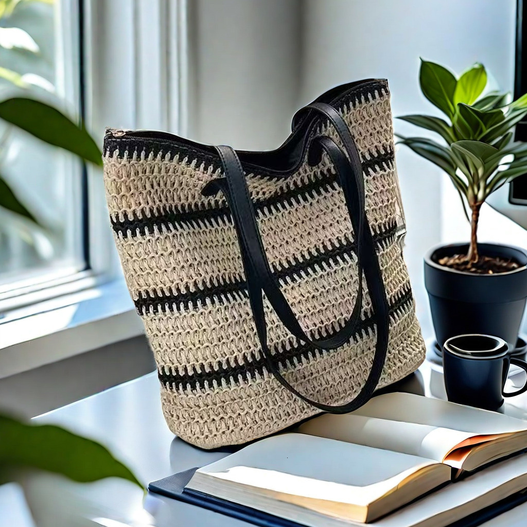 2025 Autumn Leisure French Large Capacity Woven Bag Beach Straw Bag Single Shoulder Underarm Handbag Women's Crossbody Bag Designer Bag Women