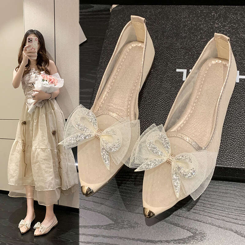 Shallow Mouth Single Shoes 2023 Spring Summer New Korean Fashion Bowknot Slip-On Loafers for Women