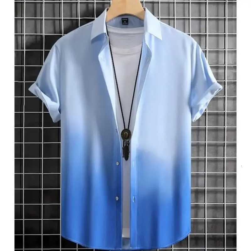 Hawaiian MenS Shirt 3d Gradient Loose Oversized Shirts And Blouses High-Quality Clothing Beach Party Sweatshirts Y250819