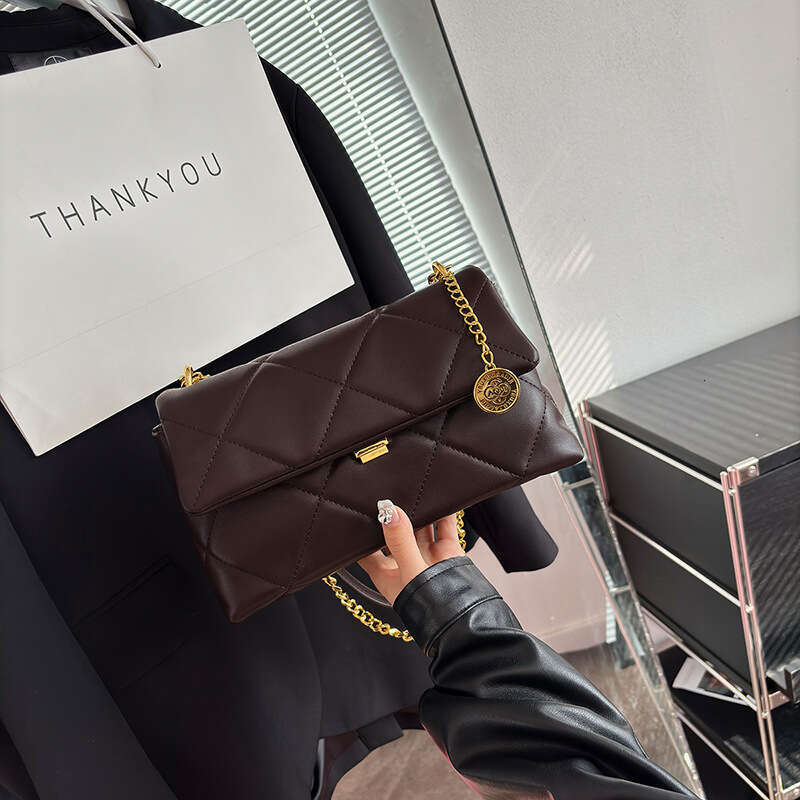 Texture Celebrity Women, Autumn 2025 New Trendy Fashion Diamond Chain Bag, Niche Single Shoulder Crossbody Bag for Women Designer Bags