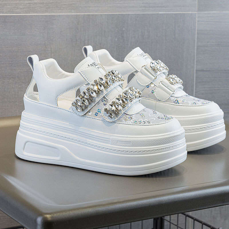 2025 New Summer Full Diamond Dad Shoes for Women, Platform Shoes, Thick Sole, Small Size, Invisible Height Increase of 8.5cm, Trendy
