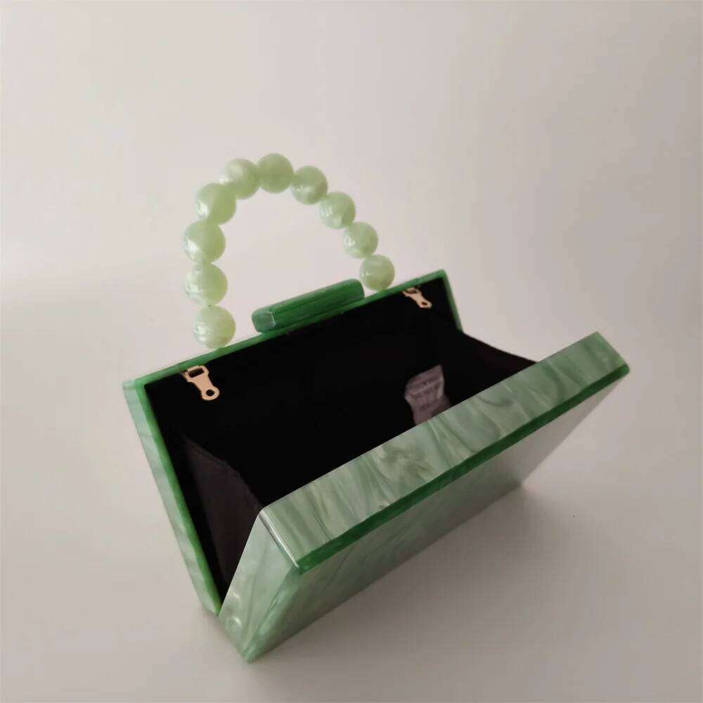 Women Light Lemon Green Acrylic Box Clutch Shell Lady Small Evening Bag Minaudiere Female Handbag Wedding Party Purse