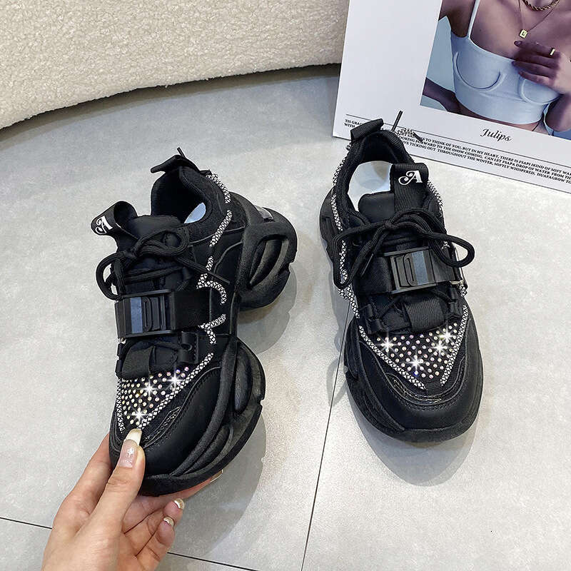 2023 Spring Summer New Style Foot-Shaping Dad Sneakers for Women Thick-Soled Height-Increasing White Casual Sports Shoes