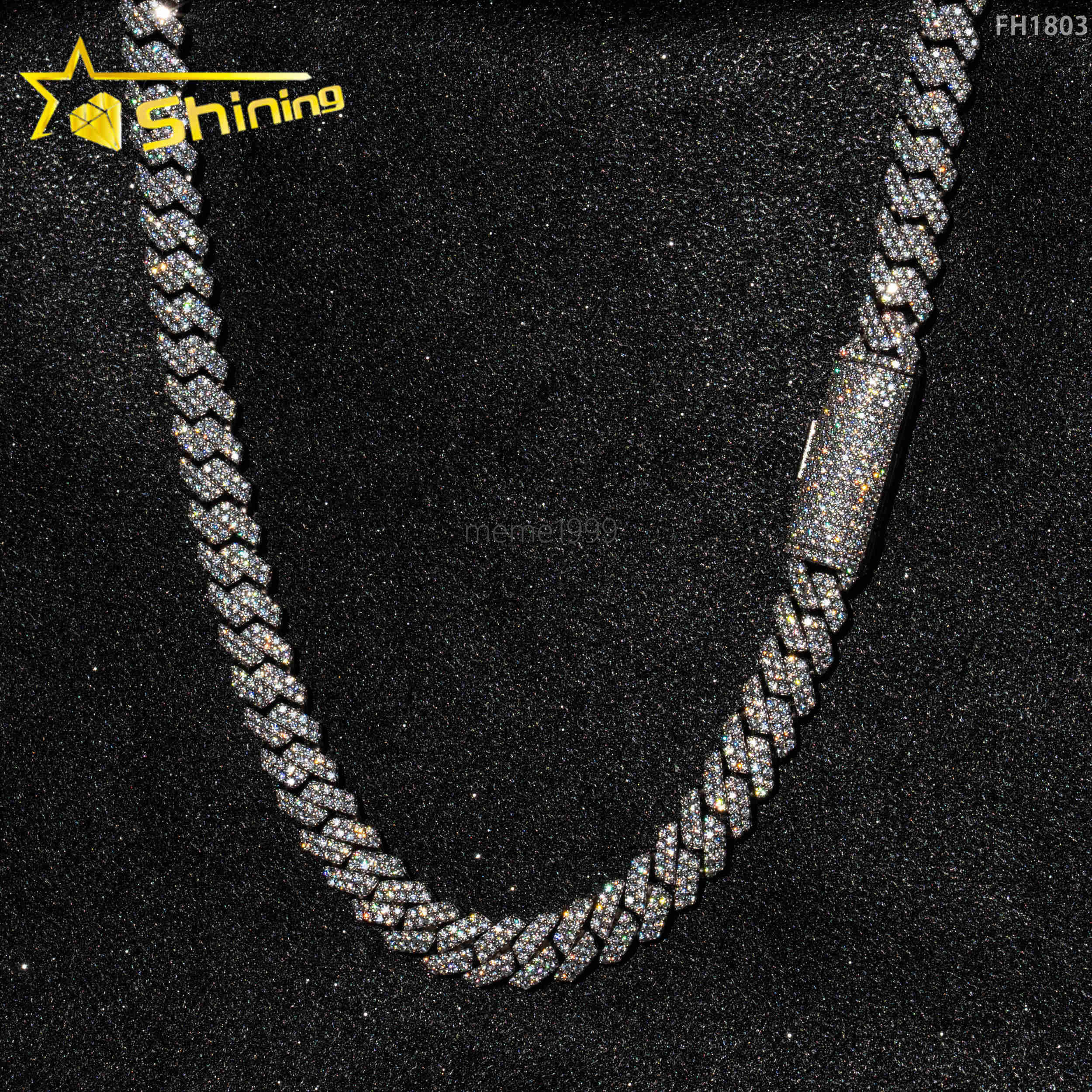 Wholesale Hip Hop Jewelry Cuban Link Chain Necklace 925 Sterling Silver 14k Gold Micro Pave moissaniteia Diamond moissanite Cuban Link Chain