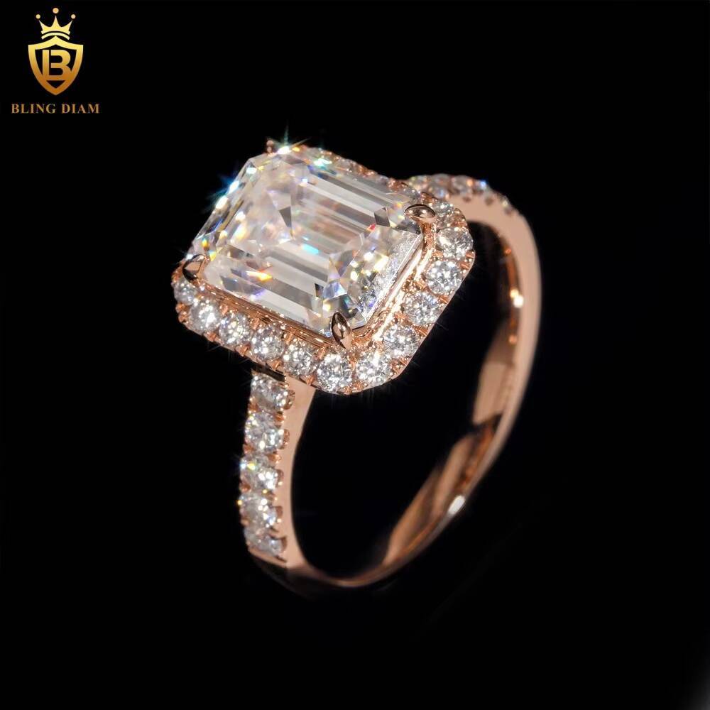 Luxury Pass Diamond Tester VVS Moissanite Diamond Fine Jewelry 14K Rose Gold Engagement Wedding Ring
