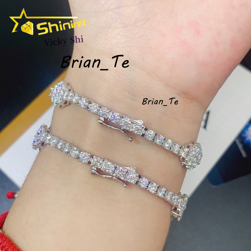 Hot Selling Flower Style Moissanite Diamond Bracelet 925 Silver 3MM Iced Out VVS Moissanite Tennis Chain Bracelet