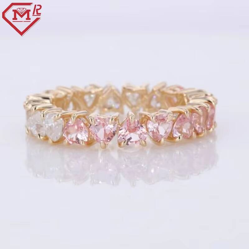 Custom Moissanite Wedding Ring 3 Prong 14k Yellow Gold D VVS Two Tone Heart Cut Moissanite Ring