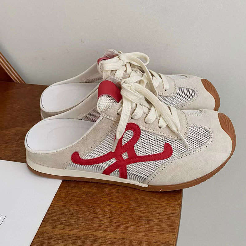 Genuine Leather Grape Mom Bag Toe Half Slippers for Women, Cute and Quirky, Breathable Lazy Sandals, Slip-On Casual Training Shoes