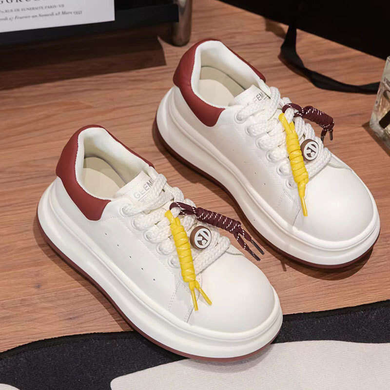 Sneakers for Women Summer Autumn New Korean Style Color Block Absorbent Ins Sports Casual Thick Sole Lace-up White Shoes