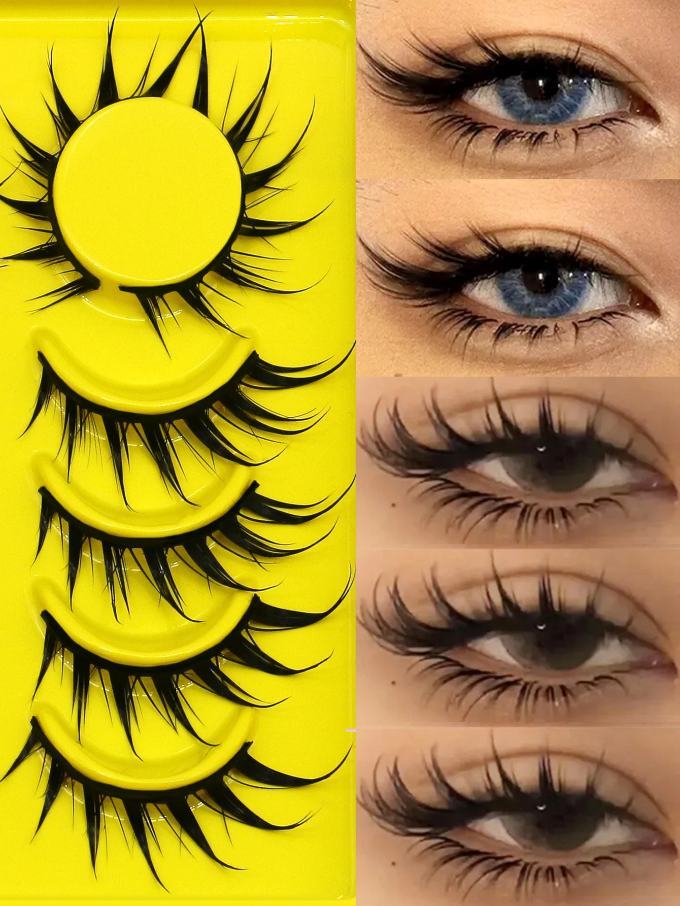 GROINNEYA Manga Lashes Cat Eye 3D Natural False Fluffy Soft Cross Wispy Eyelash Makeup 250811