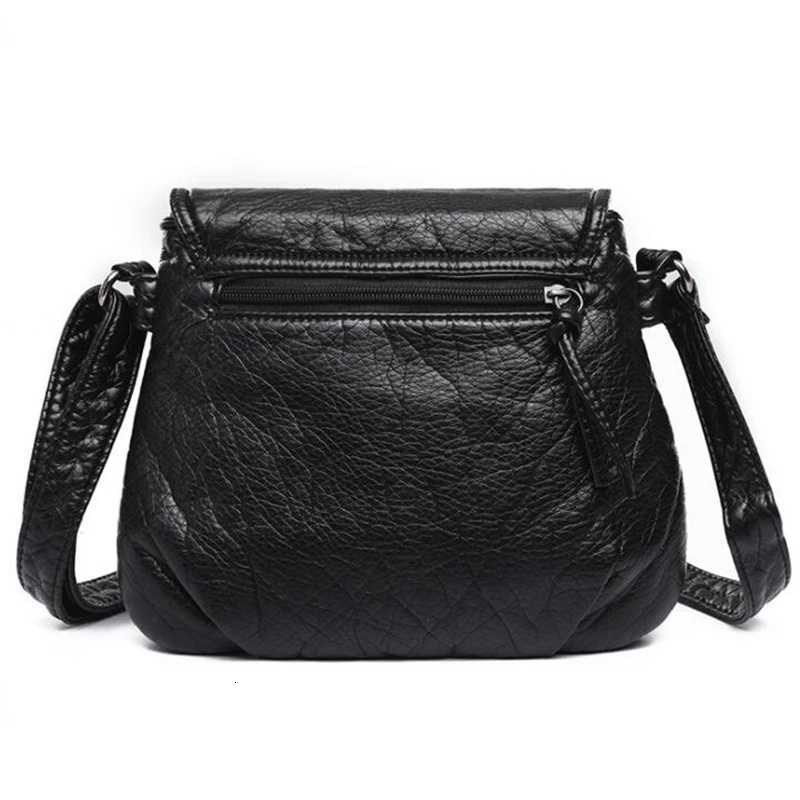 Black Small Women Messenger Bag Soft Washed PU Leather Crossbody Bag Female Handbag Purses Y250819