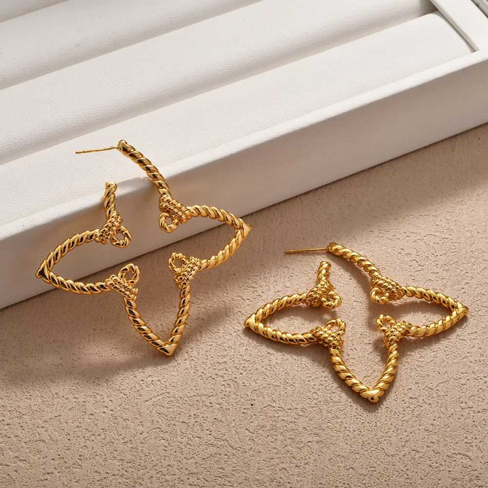 Fashion Best - Selling Twill Bow Earrings Clover Design Minimalist Luxury High - End Gold - Plated Elegant Earrings for Women Y250820