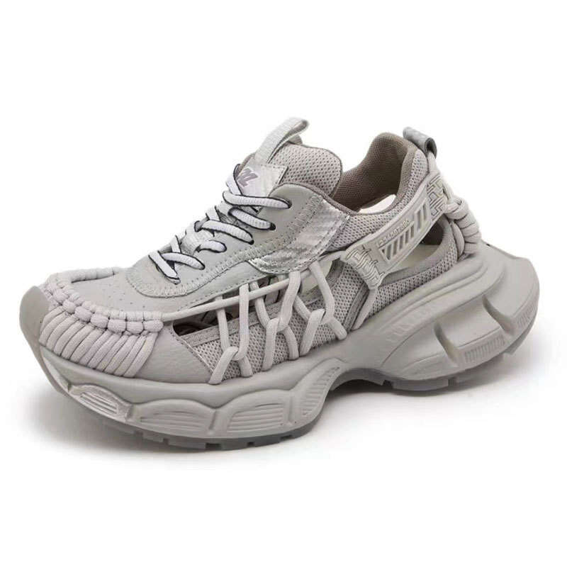 2025 Summer New Thick-Soled Hollow Mesh Breathable Dad for Women Running Couple Casual Sports Shoes