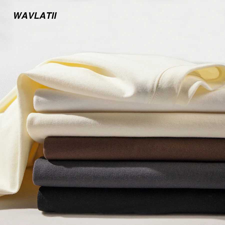 WAVLATII New Men Oversized T shirts Female 260 GSM Casual White Streetwear Tees Black Solid Basic Summer Tops for Young WMT2401 Y250819
