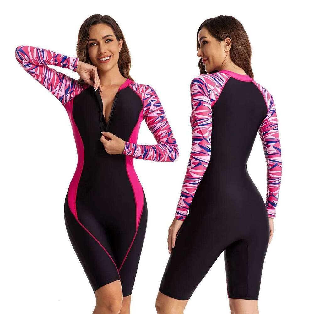 Woman Swimsuit Sport Style One Piece Surfing Suit Female Swimming Bodysuit Long Sleeve Jumpsuit Diving Clothes Women's Swimwear