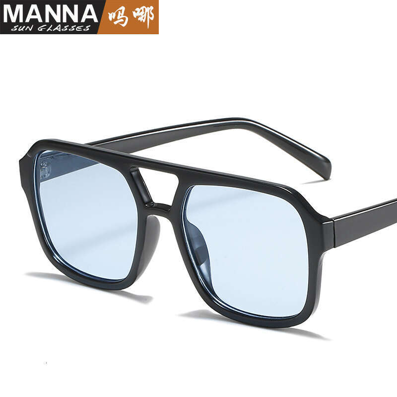 New Korean Style Square Double Beam for Men and Designer Women, Personality Ocean Lens Glasses, Celebrity Trendy Sunglasses