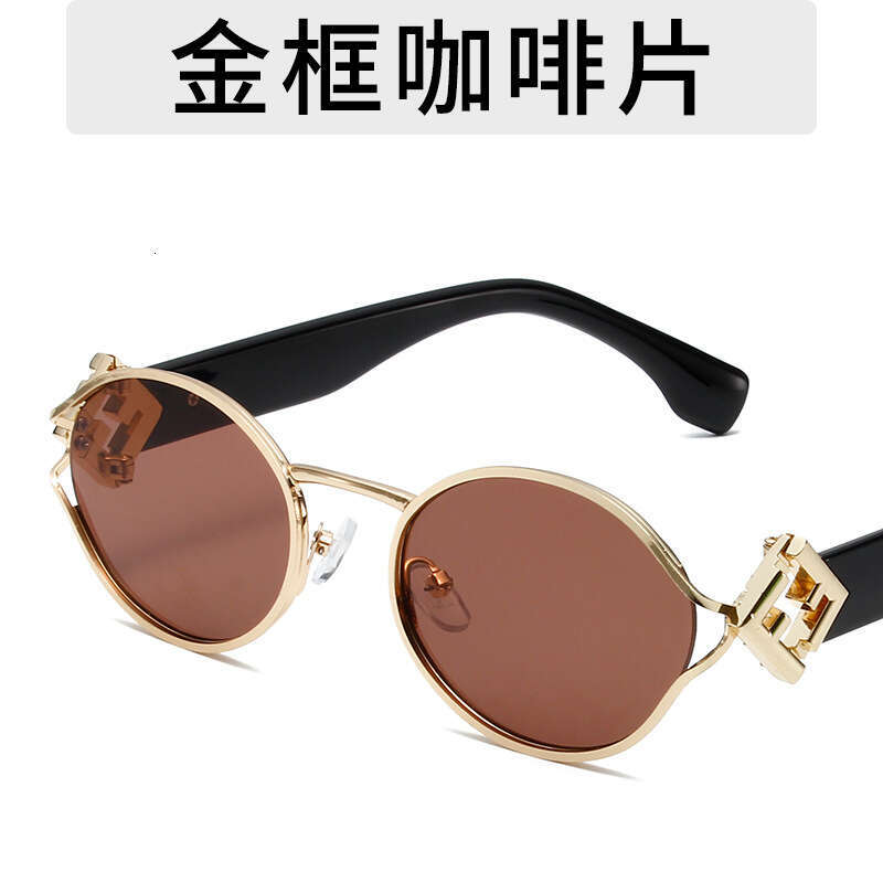 New Oval Full Frame Designer Fashion Letter F Decoration Glasses Trendy UV Protection Sunglasses