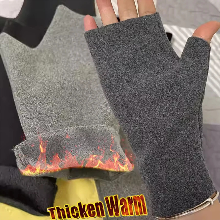 12pairs Autumn and Winter Warm Gloves German Velvet Half Finger Plus Open Telefingers 250811