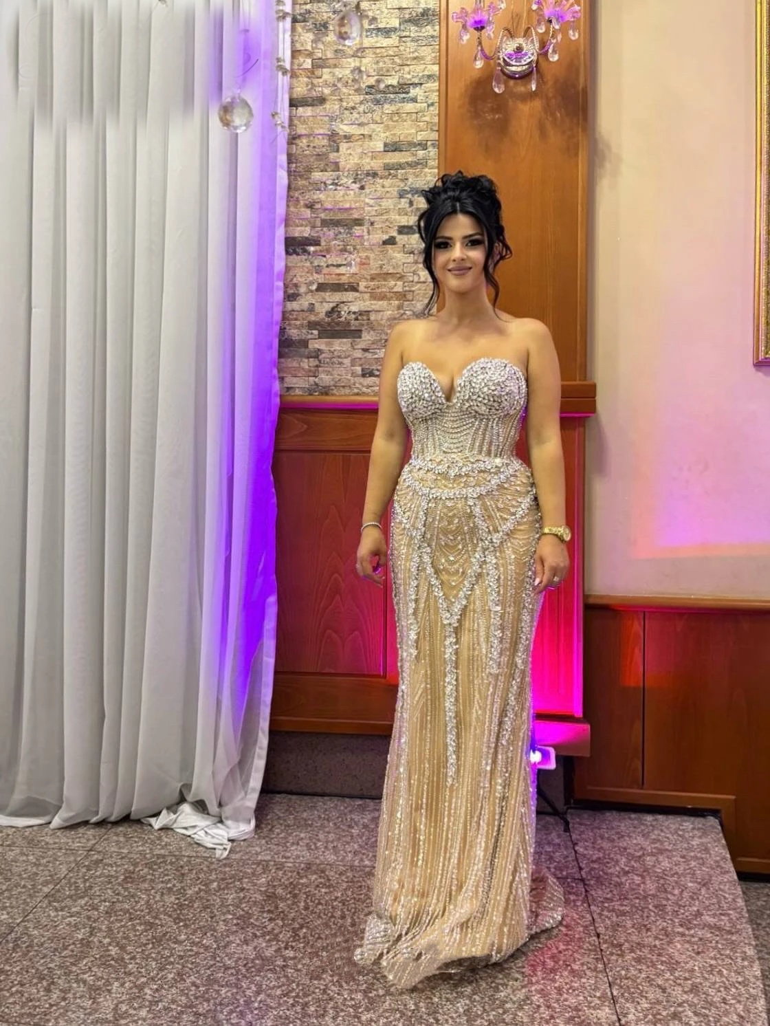 Luxury Mermaid Evening Dresses For Women Sweetheart Neck Sleeveless Gown Crystal Sequins Floor Length Dress Party Customized Dress