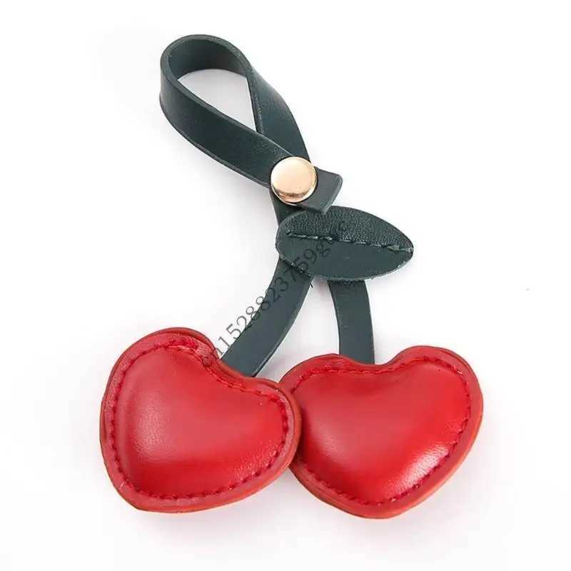 0UF Creative Cherry Keychain Leather Fruit Heart Chain Pendant for Bag Ornament XJ250820