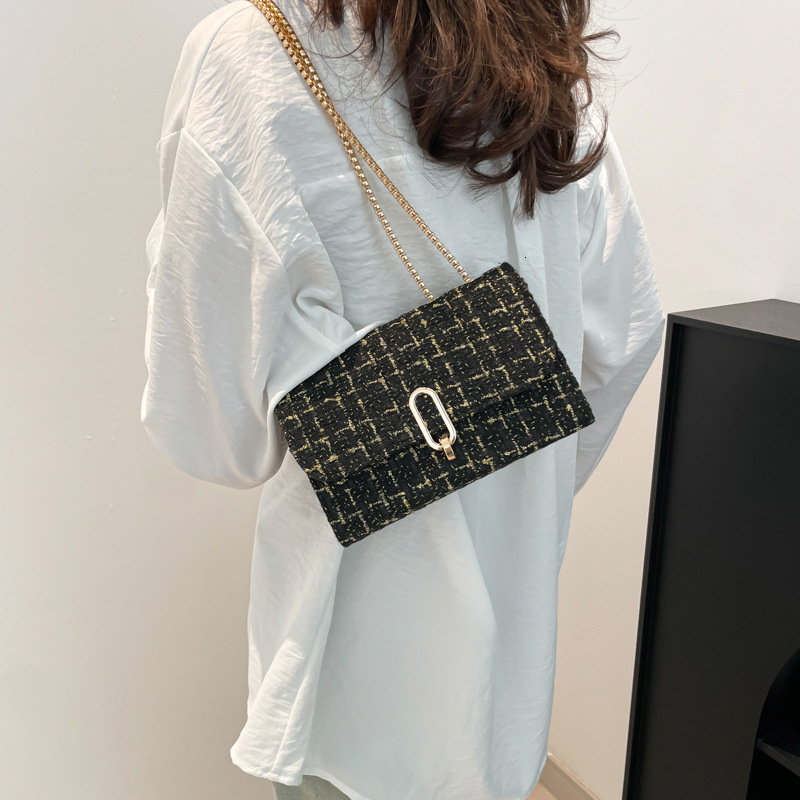 Free Shipping Designer's New Women's Single Shoulder Crossbody Bag Luxury Niche Woolen Plaid Handbag Small Fragrant Style Temperament Small 