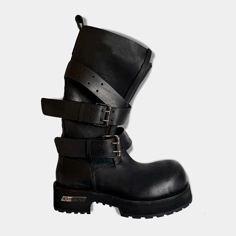 Cowhide Version~Venom Genuine Leather High-top Stylish Hot Girl Style Martin Women Thick-soled Paris Motorcycle Boots