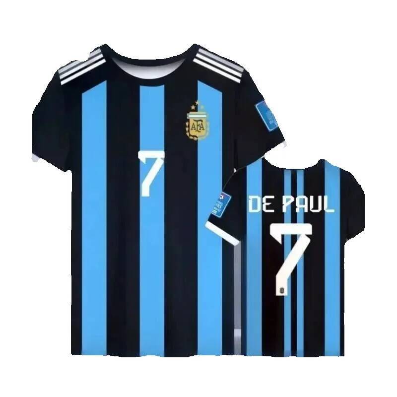2025 Summer New Men's Argentine Style Football Shirt, Breathable and Quick-Drying Sports Casual T-Shirt