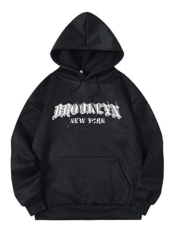 Autumn Winter New Design Hooded Fleece Sweatshirt for Women with Letter Print Loose Pullover Top