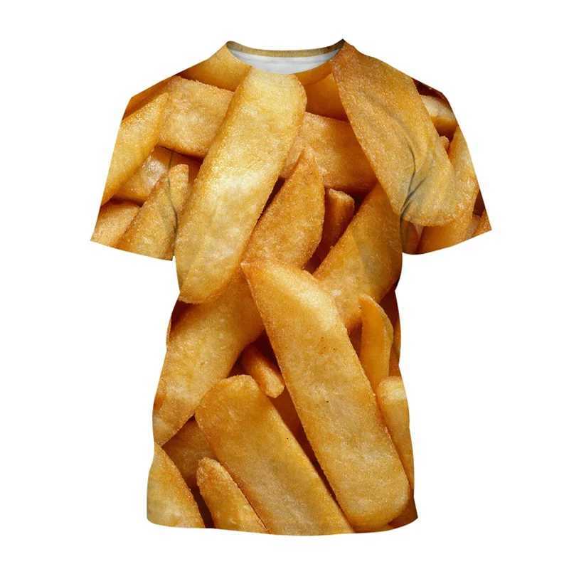 French Fries Pattern T Shirt For Men Potato Food 3D Printed Tees Summer Casual Loose O-Neck Tops Unisex T-Shirts Short Sleeves Y250819
