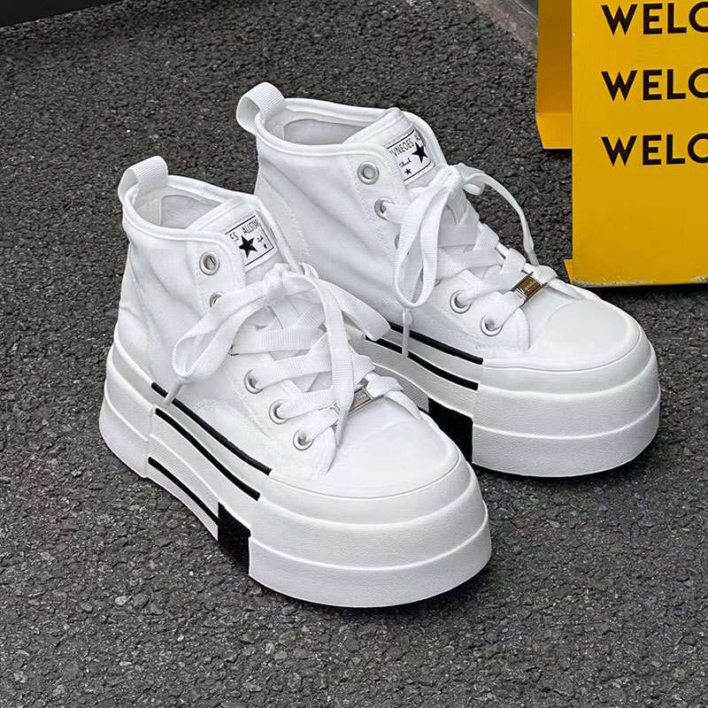 White Sneakers Women 2025 Summer New Mesh Fashion Versatile Thick Sole for Petite Height Increase Platform Casual Shoes