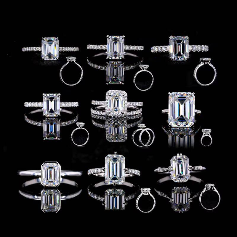 Starsgem Custom Made Bezel Setting Yellow Gold Popular Style Emerald Cut 2ct Moissanite Diamond Ring