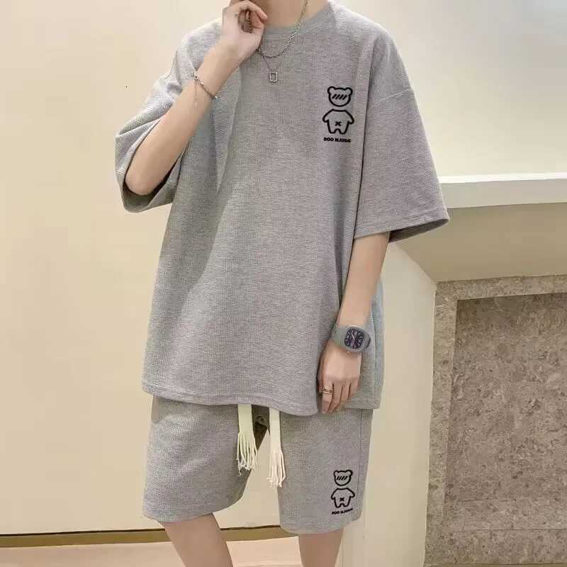 TZ015 New Summer Waffle Round Neck Short Sleeved M L XXXL 4LX 5XL T-shirt for Mens Short Sleeved Top T-shirt+Shorts suit Y250819