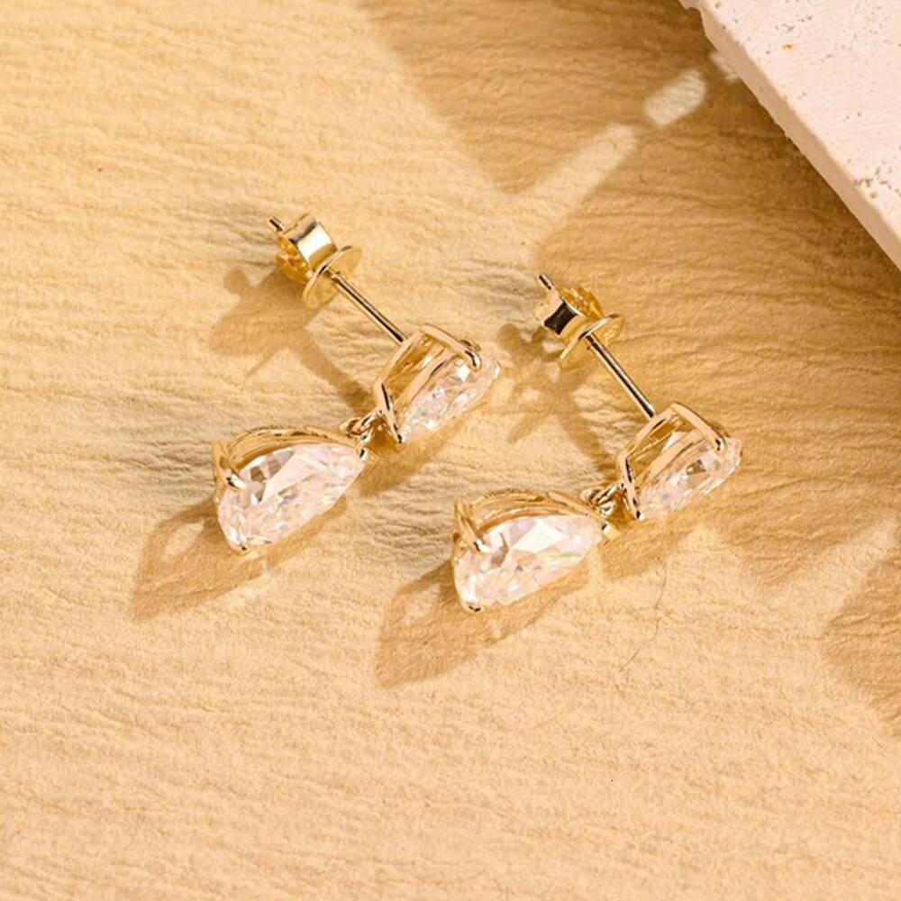 5cttw Double Pear Cut Moissanite Drop Earrings GRA Certified 925 Sterling Silver Teardrop Diamond Ear Studs for Women Jewelry