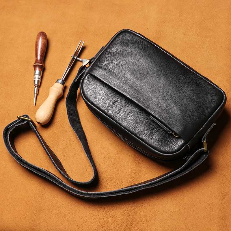 GURO Mens Genuine Leather Shoulder Bag Natural Cowhide Crossbody Casual Small Satchel Mobile Phone Bag For 7.9 Inch IPad Y250819