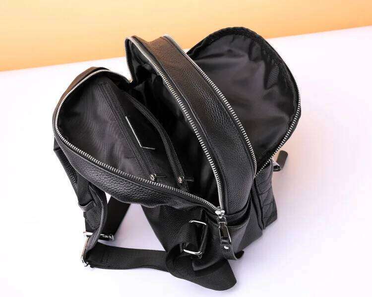 Designer Bags 100% Genuine Leather Fashion Small Women Backpack Elegant Black Daily Holiday Knapsack Casual Travel Bags Girl's Schoolbag Luxury B